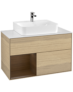 Villeroy und Boch Finion Villeroy und Boch Finion G111GNPC 100cm, cover plate white matt, Emotion, shelf left Oak Veneer veneer, Oak Veneer