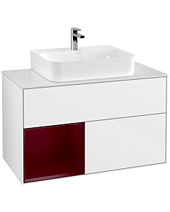 Villeroy und Boch Finion Villeroy und Boch Finion G111HBGF 100cm, cover plate white matt, Emotion, shelf left Peony , glossy white lacquer
