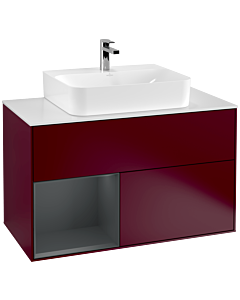 Villeroy und Boch Finion Villeroy und Boch G111HGHB 100cm, plaque de finition blanc mat, émotion, étagère à gauche Midnight Blue Matt Lacquer , Peony Matt