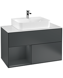 Villeroy und Boch Finion Villeroy und Boch G111HGHG 100cm, plaque de finition blanc mat, Emotion, étagère à gauche Midnight Blue Matt Lacquer , Midnight Blue Matt Lacquer