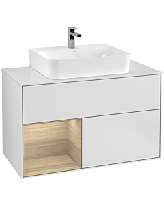 Villeroy und Boch Finion Villeroy und Boch G111PCMT 100cm, plaque de finition blanc mat, Emotion, étagère à gauche Oak Veneer , laqué blanc mat