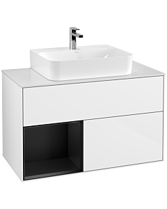 Villeroy und Boch Finion Villeroy und Boch Finion G111PDGF 100cm, cover plate white matt, Emotion, shelf left black matt lacquer, glossy white lacquer