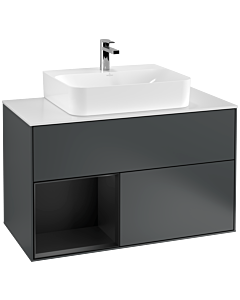 Villeroy und Boch Finion Villeroy und Boch Finion G111PDHG 100cm, cover plate white matt, Emotion, shelf left black matt lacquer, midnight Blue Matt Lacquer