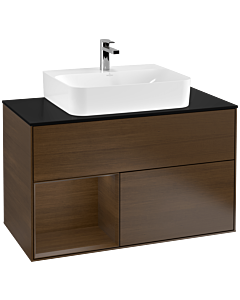 Villeroy und Boch Finion Villeroy und Boch Finion G112GNGN 100cm, cover plate black matt, Emotion, shelf left Walnut veneer, Walnut veneer