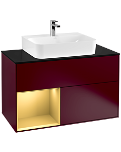 Villeroy und Boch Finion Villeroy und Boch Finion G112HFHB 100cm, cover plate black matt, Emotion, shelf left gold matt, Peony Matt