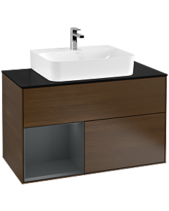 Villeroy und Boch Finion Villeroy und Boch Finion G112HGGN 100cm, cover plate black matt, Emotion, shelf left Midnight Blue Matt Lacquer , Blue Matt Lacquer veneer