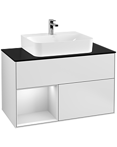 Villeroy und Boch Finion Villeroy und Boch Finion G112MTMT 100cm, cover plate black matt, Emotion, shelf left white matt lacquer, white matt lacquer
