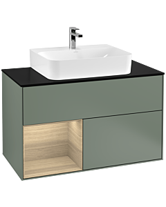 Villeroy und Boch Finion Villeroy und Boch Finion G112PCGM 100cm, cover plate black matt, Emotion, shelf left Oak Veneer , Olive Matt Lacquer