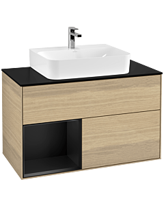 Villeroy und Boch Finion Villeroy und Boch Finion G112PDPC 100cm, cover plate black matt, Emotion, shelf left black matt lacquer, Oak Veneer