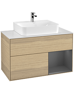 Villeroy und Boch Finion Villeroy und Boch Finion G121GKPC 100cm, cover plate white matt, Emotion, shelf on the right anthracite matt, Oak Veneer