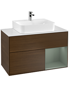 Villeroy und Boch Finion Villeroy und Boch Finion G121GMGN 100cm, cover plate white matt, Emotion, shelf on the right Olive Matt Lacquer , Olive Matt Lacquer veneer