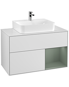 Villeroy und Boch Finion Villeroy und Boch Finion G121GMMT 100cm, cover plate white matt, Emotion, shelf right Olive Matt Lacquer , white matt lacquer