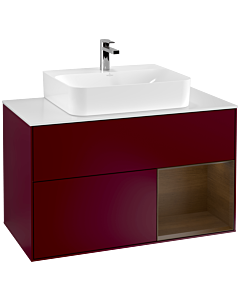 Villeroy und Boch Finion Villeroy und Boch Finion G121GNHB 100cm, cover plate white matt, Emotion, shelf on the right Peony Matt veneer, Peony Matt