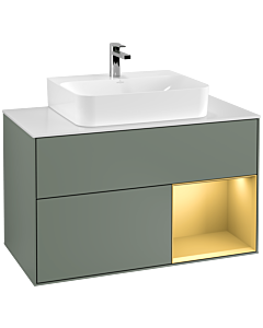 Villeroy und Boch Finion Villeroy und Boch Finion G121HFGM 100cm, cover plate white matt, Emotion, shelf on the right gold matt, Olive Matt Lacquer