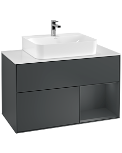 Villeroy und Boch Finion Villeroy und Boch G121HGHG 100cm, plaque de finition blanc mat, Emotion, étagère à droite Midnight Blue Matt Lacquer , Midnight Blue Matt Lacquer