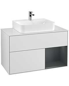 Villeroy und Boch Finion Villeroy und Boch Finion G121HGMT 100cm, cover plate white matt, Emotion, shelf on the right Midnight Blue Matt Lacquer , white matt lacquer