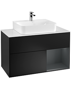 Villeroy und Boch Finion Villeroy und Boch Finion G121HGPD 100cm, cover plate white matt, Emotion, shelf on the right Midnight Blue Matt Lacquer , black matt lacquer