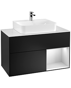 Villeroy und Boch Finion Villeroy und Boch Finion G121MTPD 100cm, cover plate white matt, Emotion, shelf on the right white matt lacquer, black matt lacquer