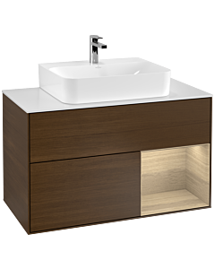 Villeroy und Boch Finion Villeroy und Boch G121PCGN 100cm, plaque de finition blanc mat, émotion, étagère à droite Oak Veneer , placage Oak Veneer