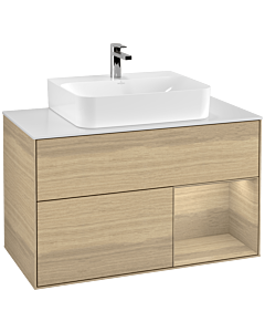 Villeroy und Boch Finion Villeroy und Boch Finion G121PCPC 100cm, cover plate white matt, Emotion, shelf on the right Oak Veneer , Oak Veneer