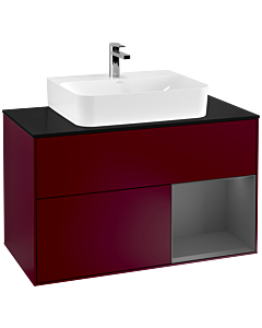 Villeroy und Boch Finion Villeroy und Boch Finion G122GKHB 100cm, cover plate black matt, Emotion, shelf on the right anthracite matt, Peony Matt