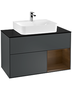 Villeroy und Boch Finion Villeroy und Boch Finion G122GNHG 100cm, cover plate black matt, Emotion, shelf on the right Blue Matt Lacquer veneer, midnight Blue Matt Lacquer