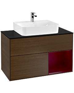 Villeroy und Boch Finion Villeroy und Boch G122HBGN 100cm, plaque de finition noir mat, émotion, étagère à droite Peony , placage Peony