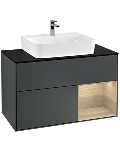 Villeroy und Boch Finion Villeroy und Boch Finion G122PCHG 100cm, cover plate black matt, Emotion, shelf on the right Oak Veneer , Midnight Blue Matt Lacquer