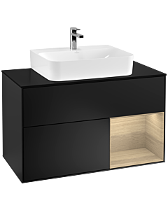 Villeroy und Boch Finion Villeroy und Boch G122PCPD 100cm, plaque de finition noir mat, Emotion, étagère à droite Oak Veneer , laqué noir mat