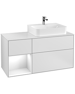 Villeroy und Boch Finion Villeroy und Boch Finion G141GFMT 120cm, cover plate white matt, Emotion, shelf left glossy white lacquer, white matt lacquer