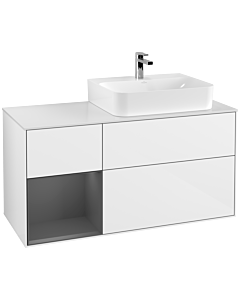 Villeroy und Boch Finion Villeroy und Boch Finion G141GKGF 120cm, cover plate white matt, Emotion, shelf left Anthracite matt, Glossy white lacquer