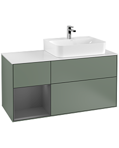 Villeroy und Boch Finion Villeroy und Boch Finion G141GKGM 120cm, cover plate white matt, Emotion, shelf left anthracite matt, Olive Matt Lacquer