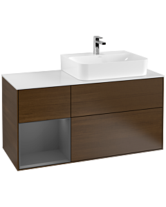 Villeroy und Boch Finion Villeroy und Boch Finion G141GKGN 120cm, cover plate white matt, Emotion, shelf left Anthracite matt, Walnut veneer