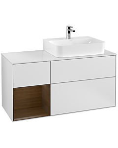 Villeroy und Boch Finion Villeroy und Boch Finion G141GNMT 120cm, cover plate white matt, Emotion, shelf left walnut veneer, white matt lacquer