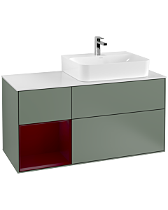 Villeroy und Boch Finion Villeroy und Boch Finion G141HBGM 120cm, cover plate white matt, Emotion, shelf left Peony , Olive Matt Lacquer