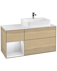 Villeroy und Boch Finion Villeroy und Boch Finion G141MTPC 120cm, cover plate white matt, Emotion, shelf left white matt lacquer, Oak Veneer