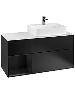 Villeroy und Boch Finion Villeroy und Boch Finion G141PDPD 120cm, cover plate white matt, Emotion, shelf left black matt lacquer, black matt lacquer