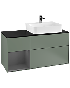 Villeroy und Boch Finion Villeroy und Boch Finion G142GKGM 120cm, cover plate black matt, Emotion, shelf left anthracite matt, Olive Matt Lacquer