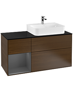 Villeroy und Boch Finion Villeroy und Boch Finion G142GKGN 120cm, cover plate black matt, Emotion, shelf left anthracite matt, walnut veneer