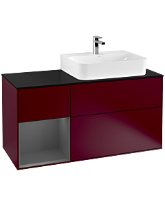 Villeroy und Boch Finion Villeroy und Boch Finion G142GKHB 120cm, cover plate black matt, Emotion, shelf left anthracite matt, Peony Matt