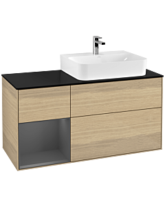 Villeroy und Boch Finion Villeroy und Boch Finion G142GKPC 120cm, cover plate black matt, Emotion, shelf left anthracite matt, Oak Veneer