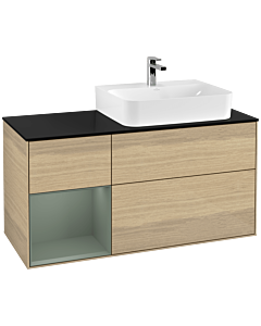 Villeroy und Boch Finion Villeroy und Boch G142GMPC 120cm, plaque de finition noir mat, Emotion, étagère à gauche Olive Matt Lacquer , Oak Veneer