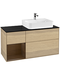 Villeroy und Boch Finion Villeroy und Boch G142GNPC 120cm, plaque de finition noir mat, Emotion, étagère gauche placage noyer, Oak Veneer