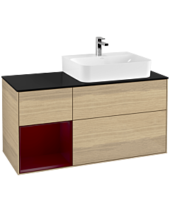 Villeroy und Boch Finion Villeroy und Boch G142HBPC 120cm, plaque de finition noir mat, Emotion, étagère à gauche Peony , Oak Veneer