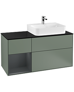 Villeroy und Boch Finion Villeroy und Boch Finion G142HGGM 120cm, cover plate black matt, Emotion, shelf left Midnight Blue Matt Lacquer , Olive Matt Lacquer