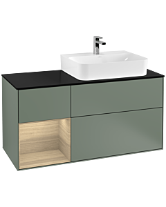 Villeroy und Boch Finion Villeroy und Boch Finion G142PCGM 120cm, cover plate black matt, Emotion, shelf left Oak Veneer , Olive Matt Lacquer