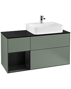 Villeroy und Boch Finion Villeroy und Boch Finion G142PDGM 120cm, cover plate black matt, Emotion, shelf left black matt lacquer, Olive Matt Lacquer