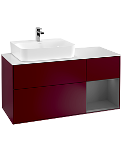 Villeroy und Boch Finion Villeroy und Boch G151GKHB 120cm, plaque de recouvrement blanc mat, Emotion, étagère gauche Anthracite mat, Peony Matt