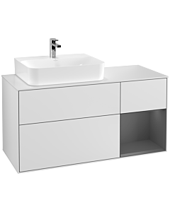 Villeroy und Boch Finion Waschtischunterschrank G151GKMT 120cm, Abdeckplatte white matt, Emotion, Regal links Anthracite matt, White matt lacquer