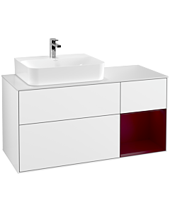 Villeroy und Boch Finion Villeroy und Boch G151HBGF 120cm, plaque de finition blanc mat, émotion, étagère à gauche Peony , laqué blanc brillant